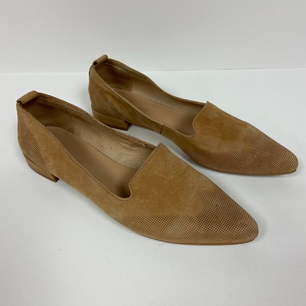 Anthropologie Womens Tan Leather Slip On Casual Loafer Shoes Size US 7.5 EU 38